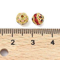 合金ラインストーンビーズ  エナメル  ラウンド  ゴールドカラー  ミックスカラー  6mm  穴：1mm&nbsp;KK-K415-02G