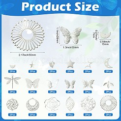 18スタイルのアイアンペンダント36個  混合図形  銀  7~55mm  2個/スタイル&nbsp;IFIN-TA0001-80