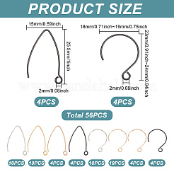 56Pcs 8 Style 304 Stainless Steel Earring Hooks&nbsp;STAS-MA0001-09
