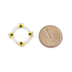 Glass Seed Beads Stretch Finger Rings for Women&nbsp;RJEW-JR00519