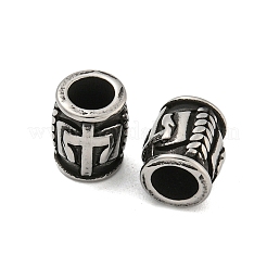 コラム 304 ステンレススチール ヨーロピアンビーズ  大穴ビーズ  アンティークシルバー  クロス  10.5x8.5mm  穴：5mm&nbsp;STAS-E214-10AS-01