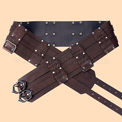 男性用ヴィンテージPUレザーと合金チェーンベルト  ココナッツブラウン  1510x100x14mm&nbsp;AJEW-WH20060-49B