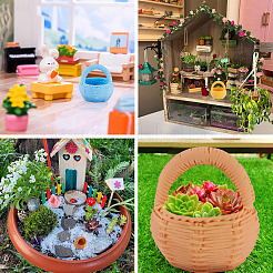 16Pcs 8 Colors Resin Flower Basket Miniature Ornaments&nbsp;DJEW-TA0001-37