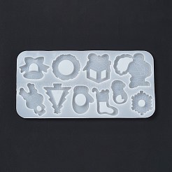クリスマステーマ DIY ツリー/サンタクロース/雪だるま流砂シリコンモールド  シェーカーモールド  レジン型  UVレジン用  エポキシ樹脂工芸品作り  ホワイト  143x287x8mm  内径：52~74x45~81mm&nbsp;DIY-E065-03