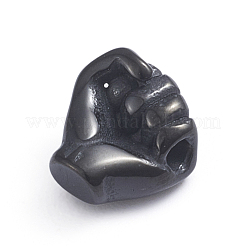 304ステンレススチールビーズ  拳  ガンメタ色  10x7x6.5mm  穴：1.8mm&nbsp;STAS-L243-051B