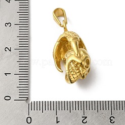 PVD真空メッキ304ステンレスペンダント  鉤爪チャーム付き頭蓋骨  ゴールドカラー  26x12x13mm  穴：3.5x7mm&nbsp;STAS-B069-36G