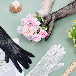 2 Pairs 2 Colors Polyester Long Lace Gloves&nbsp;AJEW-LP0008-33