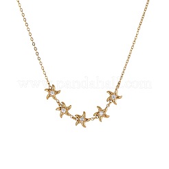 女性用304ステンレススチールネックレス  ペンダントネックレス  ヒトデ  透明  ゴールドカラー  17.72インチ（45cm）&nbsp;WGA6AE1-01