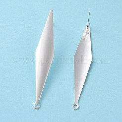 201 ステンレススチールスタッドピアス金具  水平ループと316ステンレススチールピン付き  菱形  925銀メッキ  46x8mm  穴：1.4mm  ピン：0.7mm&nbsp;STAS-K241-27S