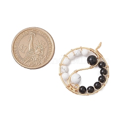 Natural Obsidian & Howlite Pendants&nbsp;PALLOY-JF03026-01