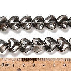 電気メッキガラスビーズセット  ハート  ライトグレー  12.2x15x8mm  穴：1mm  約50個/連  23.62''（60センチメートル）&nbsp;EGLA-B008-01A-PL02
