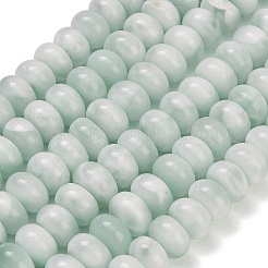 天然ガラスビーズ連売り  ロンデル  アクア  10.5~11x5.5~6.5mm  穴：1mm  約71個/連  15.55''（39.5センチメートル）&nbsp;GG-CBA007A-A02-B01