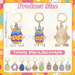 20Pcs 10 Styles Easter Alloy Enamel Pendant Decorations&nbsp;HJEW-YW00289