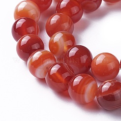 天然石赤瑪瑙ビーズ連売り  染め  ラウンド  ファイヤーブリック  12mm  穴：1mm  約32~35個/連  15インチ（38cm）&nbsp;G-P434-09C-D