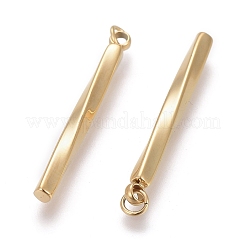 イオンプレーティング（IP）304ステンレスペンダント  丸カン付き  ツイストバー  ゴールドカラー  27.5x2x2mm  穴：2mm&nbsp;STAS-F256-021G