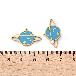 304ステンレススチールエナメルペンダント  惑星のチャーム  18KGP本金メッキ  14.5x24x1.5mm  穴：1mm&nbsp;STAS-M102-22G