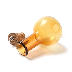ガラスチャーム  木製のボトルストッパーとプラチナ合金ループ付き  球根形  オレンジ  34x18mm  穴：2mm&nbsp;LS-GLAA-P053-01A-09