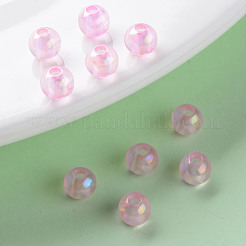透明なアクリルビーズ  ABカラーメッキ  ラウンド  パールピンク  6x5mm  穴：1.8mm  約4400個/500g&nbsp;MACR-S370-B6mm-708