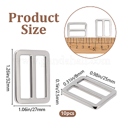 合金バックル留め具10個  ウェビング用  ストラップバッグ  服飾材料  プラチナ  32x27x2.5mm&nbsp;FIND-BBC0002-42A