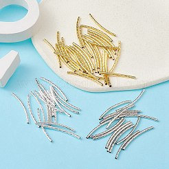 90個3色真鍮製チューブビーズ  カーブチューブ  ミックスカラー  30x2mm  穴：1mm  30個/カラー&nbsp;KK-YW0002-08B