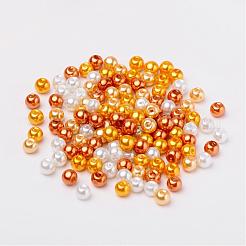 キャラメルミックスパールカラーのガラスパールビーズ  ミックスカラー  6mm  穴：1mm  約200個/袋&nbsp;HY-X006-6mm-02