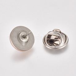 プラスチック製の安全ブローチ  アイロンピンとアクリルイミテーションパール付き  フラットラウンド  11.3x13.2mm  ピン：1mm&nbsp;JEWB-WH0009-15