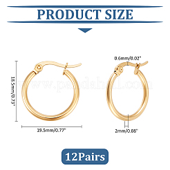 12 Pairs 201 Stainless Steel Hoop Earrings for Women&nbsp;EJEW-UN0002-43