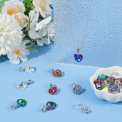 27個 9スタイル ABカラーガラス ヨーロピアンダングルチャーム  合金のベイルが付いたハートの大きな穴のペンダント  アンティークシルバー  ミックスカラー  25mm  3個/スタイル&nbsp;PALLOY-AR00048