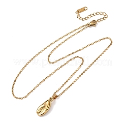 304ステンレススチール製ペンダントアズキチェーンネックレス（男女兼用）  18KGP本金メッキ  イオンプレーティング（ip）  カニの爪  18.11インチ（46cm）  ペンダント：20x8.5mm&nbsp;NJEW-K308-03A-G