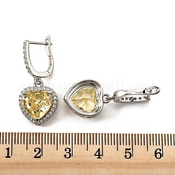 925 Sterling Silver Micro Pave Cubic Zirconia Dangle Hoop Earrings&nbsp;EJEW-F371-01C-02