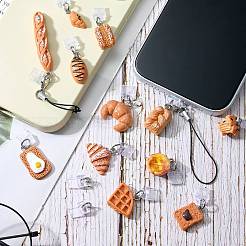 プラスチック製携帯用防塵プラグと携帯用ストラップ16個  樹脂と合金のカニカン付き  混合図形  プラチナ  ミックスカラー  31~60mm&nbsp;HJEW-SW00298