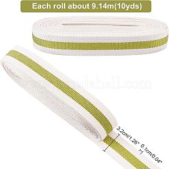 ポリエステルブレードリボン  フラット  縞模様  服飾材料  黄緑  1-1/4インチ（32x1mm）  約10ヤード/バンドル&nbsp;OCOR-WH0068-30B