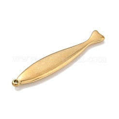 304ステンレスペンダント  魚のチャーム  ゴールドカラー  44x8x3.5mm  穴：1.2mm&nbsp;SA-CBA22DE-02G-04