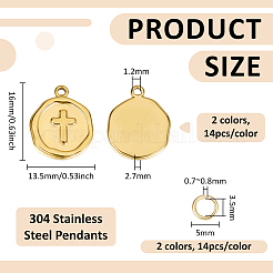 28Pcs 304 Stainless Steel Pendants&nbsp;STAS-BC0004-28C