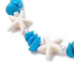 Synthetic Turquoise & ABS Plastic Imitation Pearl Beaded Bracelets for Women&nbsp;BJEW-JB12370