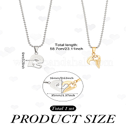 1 Set Stainless Steel Couple Heart Pendant Ball Chain Necklaces for Women Men&nbsp;NJEW-LP0001-61C