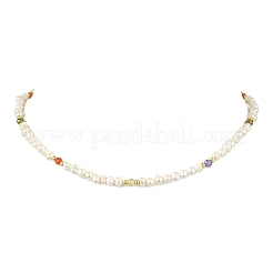 Natural Cultured Freshwater Pearl & Cubic Zirconia Beaded Necklaces for Women&nbsp;NJEW-JN06079