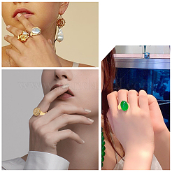 16Pcs 4 Size Adjustable Brass Finger Rings Components&nbsp;KK-CA0002-22G