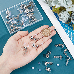 半円形真鍮クリップオンイヤリング金具30個  ループとシリコンピアスキャッチ 30 個付き  プラチナ  20x13mm  穴：3mm&nbsp;KK-UN0001-91P