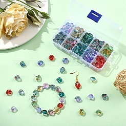 150色ベーキングペイント透明ガラスビーズ10個  グリッターパウダー付き  ナゲット  ミックスカラー  12x9.5x7mm  穴：1.2mm  15個/カラー&nbsp;DGLA-YW0001-38