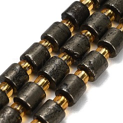 天然ゴールドパイライト/ゴールデンパイライトビーズ連売り  コラム  シードビーズで  6x6mm  穴：1mm  約22個/連  7.68''（19.5センチメートル）&nbsp;G-F833-K01-01