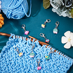 10Pcs 5 Style Ocean Fish Handmade Polymer Clay Pendant Stitch Markers&nbsp;HJEW-NB00033