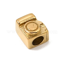 304ステンレススチールヨーロピアンビーズ  大穴ビーズ  カメラ  18KGP本金メッキ  9.5x11x8mm  穴：4.5mm&nbsp;SA-CBA5CD0-30G