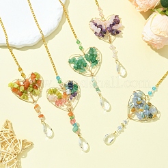 Natural Green Aventurine & Glass Pendant Decoration&nbsp;HJEW-FS00018