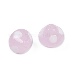 手作りランプワークビーズ  水玉模様の双円錐  ピンク  12.5~13x11mm  穴：1.8mm&nbsp;LAMP-H069-02A