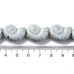 オーシャンシリーズ釉薬磁器ビーズ  光沢のあるセラミックビーズ  巻き貝  淡いターコイズ  20.5~21x16.5~17x8~8.5mm  穴：2mm  約18個/連  14.02''~14.06''（35.6~35.7センチメートル）&nbsp;PORC-R002-03A
