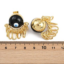 真鍮エナメルのイーブルアイダングルスタッドピアス  18KGP本金メッキ  ミックスカラー  31x26.5mm&nbsp;EJEW-L273-02G