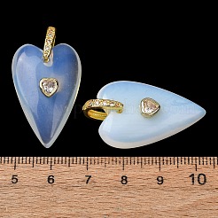 天然石&合成ミックスストーンペンダント  染めと未染色の混合  ハート  ゴールドカラー  30x20x9~9.5mm  穴：6x6.5mm&nbsp;GG-CBA51ED-03G