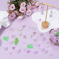DIYの葉っぱと花のパーツキット  アクリルパーツなど、  ガラス＆アクリルビーズ  スミレ  12.5x12.5x6.5mm  穴：1.5mm&nbsp;DIY-PA0001-64B