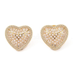 Rack Plating Brass Micro Pave Clear Cubic Zirconia Stud Earring for Women&nbsp;EJEW-G394-37G